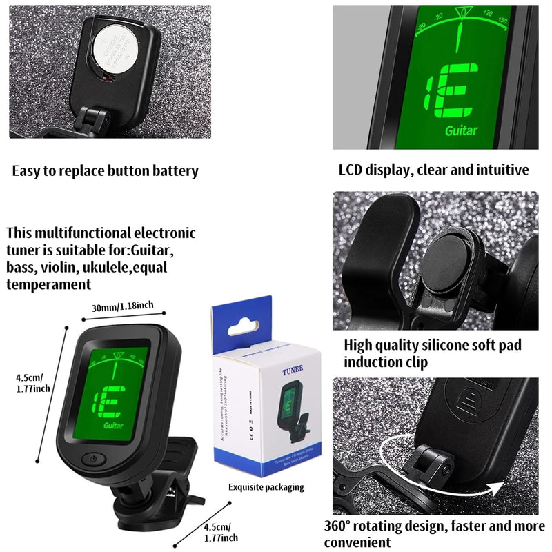 Guitar Accessories for Beginners - 1 Ukulele Bass Guitar Phone Holder for Live Broadcast Video Recording,1 Guitar Capo, 1 Tuner With Free Picks Holder+Capo+Tuner+Picks
