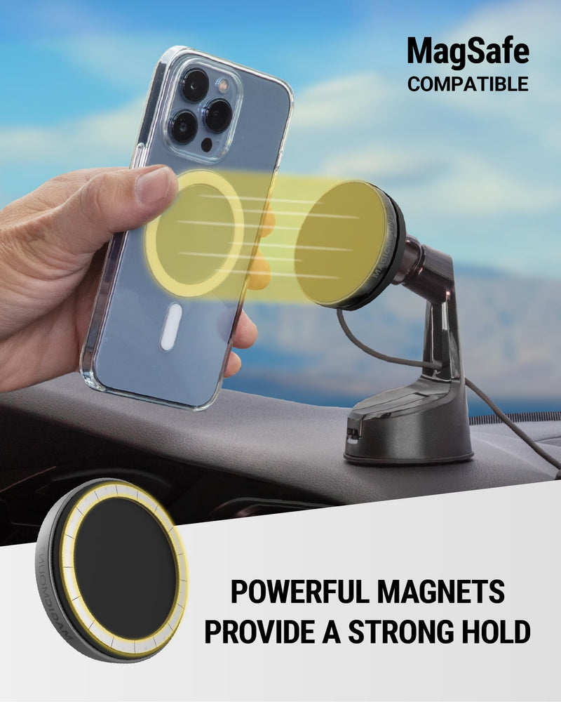Scosche MEMSQRWD MagicMount Elite Magnetic Wireless Charging Phone Mount for Car Dashboard/Windshield with Fast USB-C Car Charger, Cell Phone Holder Compatible with MagSafe Apple iPhone 16/15/14/13/12