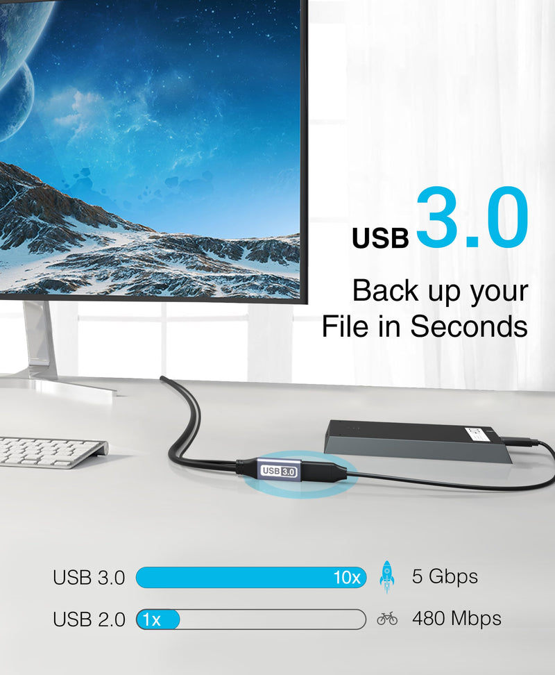 BlueRigger Active USB 3.0 Extension Cable 32FT (5 Gbps USB Extender Cord, in-Wall CL3 Rated) - Long USB Extension Cable for Webcam, VR Headset, Printer, Hard Drive, Keyboard, Mouse Grey USB 3.0 1
