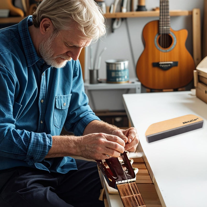 Metallor Guitar Fret Leveling File Wood Guitar Fingerboard Leveling Flat File for Fret Dressing Fret Sanding with Wood Handle Guitar Luthier Tools Repair Tools.