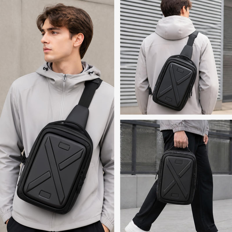 Camera Hard Shell Case Crossbody Camera Sling Bag Small Waterproof Photography Bag for Mirrorless and DSLR Cameras Black