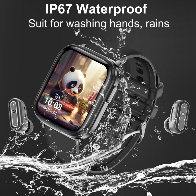 Smart Watch with Earbuds, 2 in 1 Bluetooth Watch with Wireless Earphones, Fitness Tracker Heart Rate Monitor Sleep Tracker Step Calories Counter, Waterproof Smartwatches for iOS Android Phones Gold