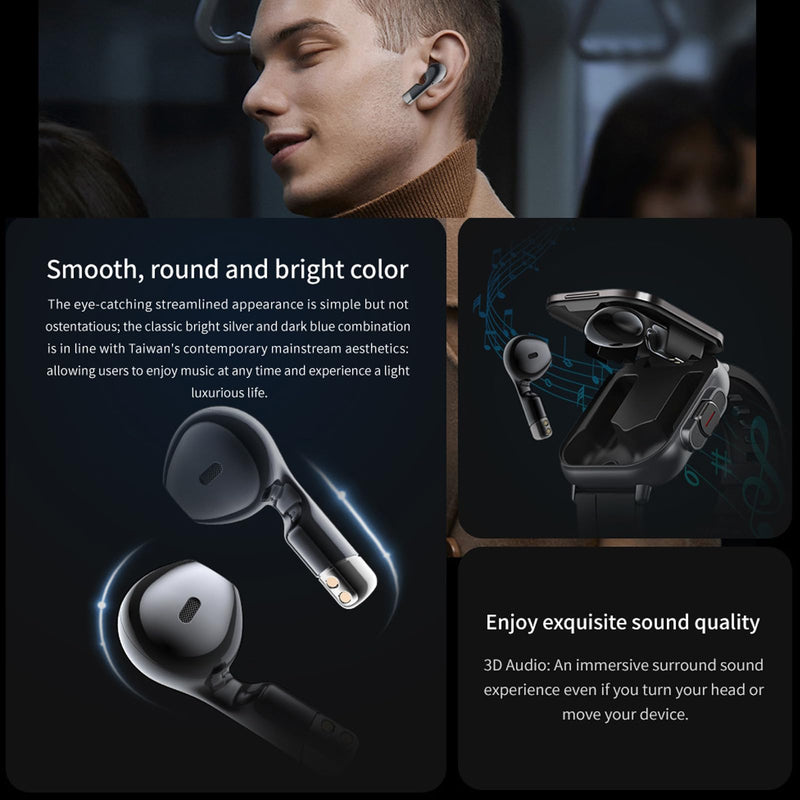 Zopsc Smart Watch with Earbuds, 2.01 Inch HD Touch Screen 2 in 1 Smartwatch for iOS for Android, Sport Fitness Tracker Watch with Bluetooth Earbuds for Men Women (Silver) Silver