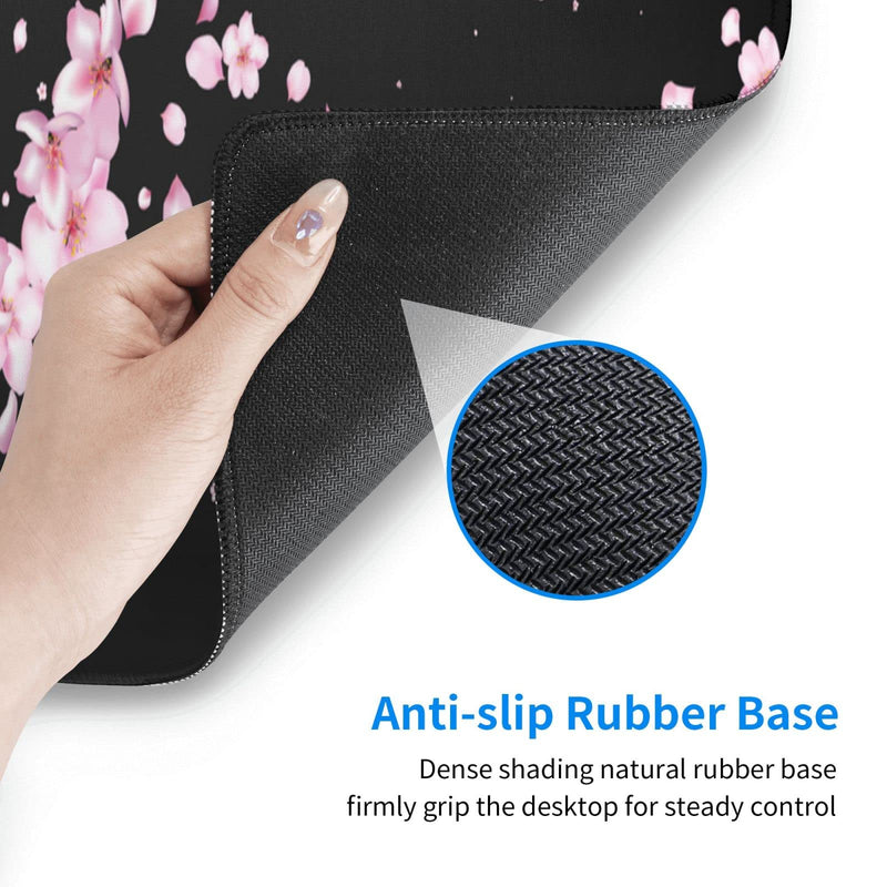 Japanese Cherry Blossom Flower Gaming Mouse Pad Large XL Desk Mat Long Extended Pads Big Mousepad for Home Office Decor Accessories 31.5 X 11.8 Inch Funky Japanese Sakura Blossom