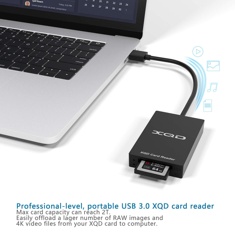 XQD Card Reader, USB 3.0 XQD/SD Card Reader Dual Slot Memory Card Reader 5Gpbs Super Speed Compatible with Sony G/M Series, Lexar 2933x/1400x USB Mark XQD Card, SD/SDHC Card for Windows/Mac OS