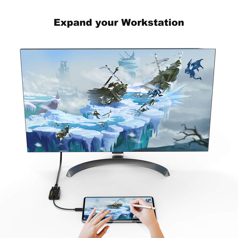 USB C to VGA Adapter, CableCreation USB Type C to VGA Converter, Compatible with MacBook Pro 2020, Mac Mini, iPad Pro 2021/2020, Surface Pro 7, Chromebook Pixel, XPS 13, Galaxy S22/S20, Black Black+ABS Shell