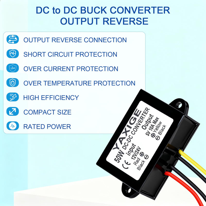 [AUSTRALIA] - 3PCS 12V/24V to 5V 10A 50W Step-Down Converter Regulator Waterproof Step-Down Power Supply Reducer Regulator Voltage Module (10V-32V to 5V, 10A) 12V24V TO 5V 3PCS 