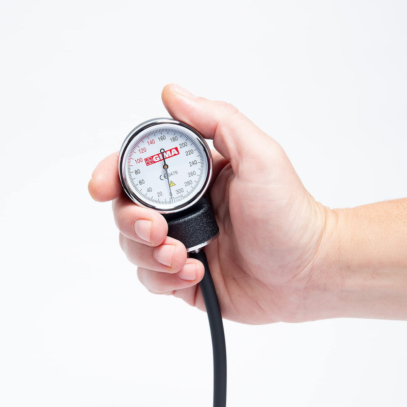 GIMA YTON Classic Aneroid Sphygmomanometer with Stethoscope, Nylon Strap with Velcro Fastening, Latex Free, Manual Adjustment, Bulb with Chrome Valve