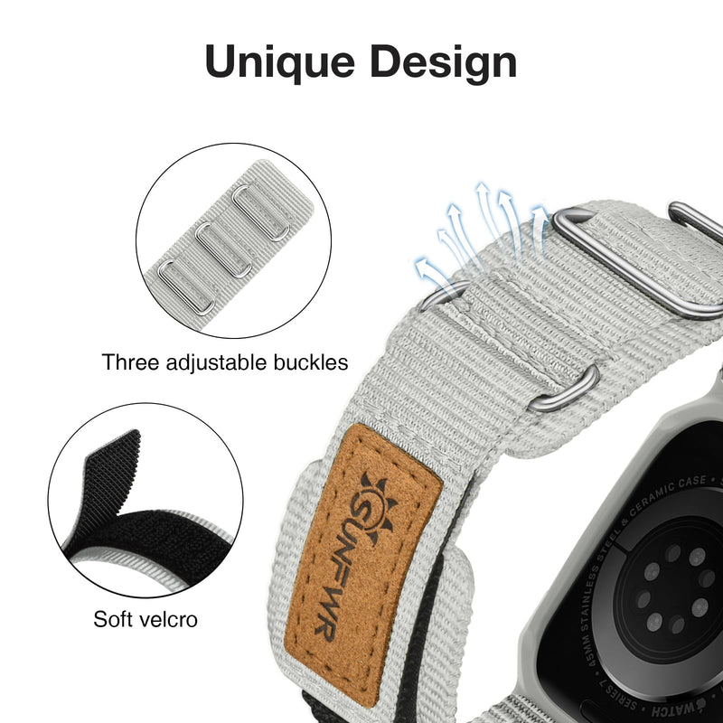 Bundle of the Rugged Nylon Velcro Apple Watch Band (Apricot grey/Black Tag)
