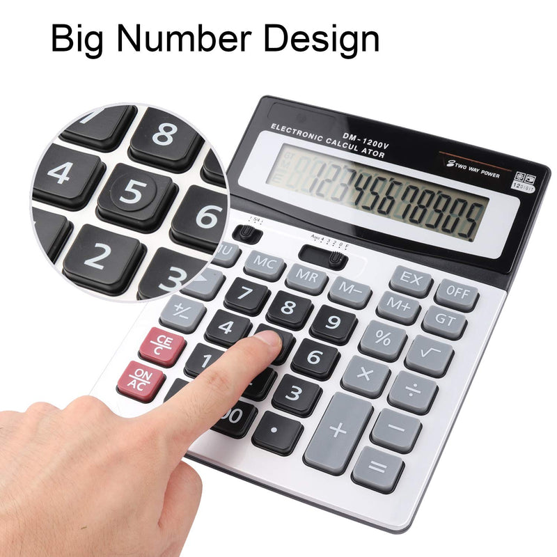 [AUSTRALIA] - Large Electronic Calculator Counter Solar & Battery Power 12 Digit Display Multi-Functional Big Button for Business Office School Calculating (1 x Calculator) Financial Calculator x 1 