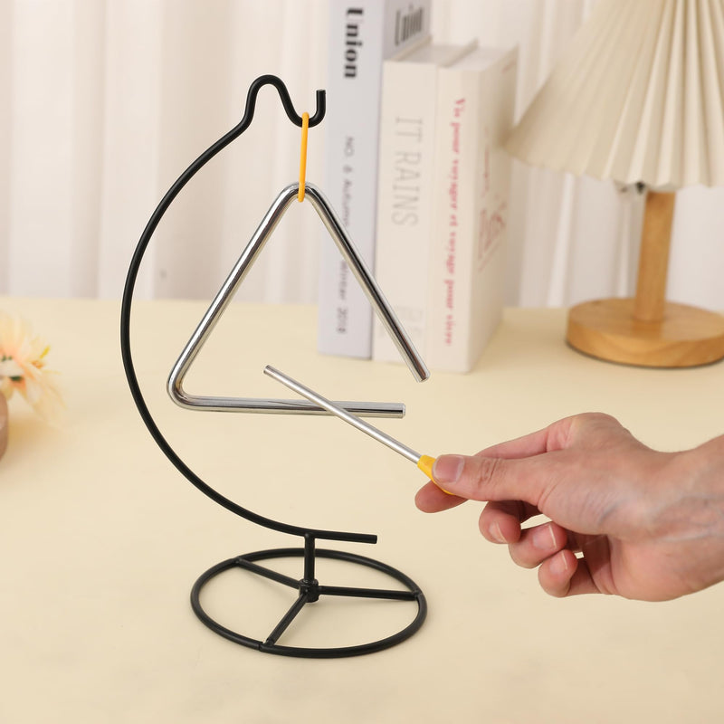 Triangle Percussion Instrument With Striker, Hand Bell, Teacher Bell Chime for Classroom, Dinner Bell Outdoor, Meditation bell, Music Instruments for adults (5 Inch)