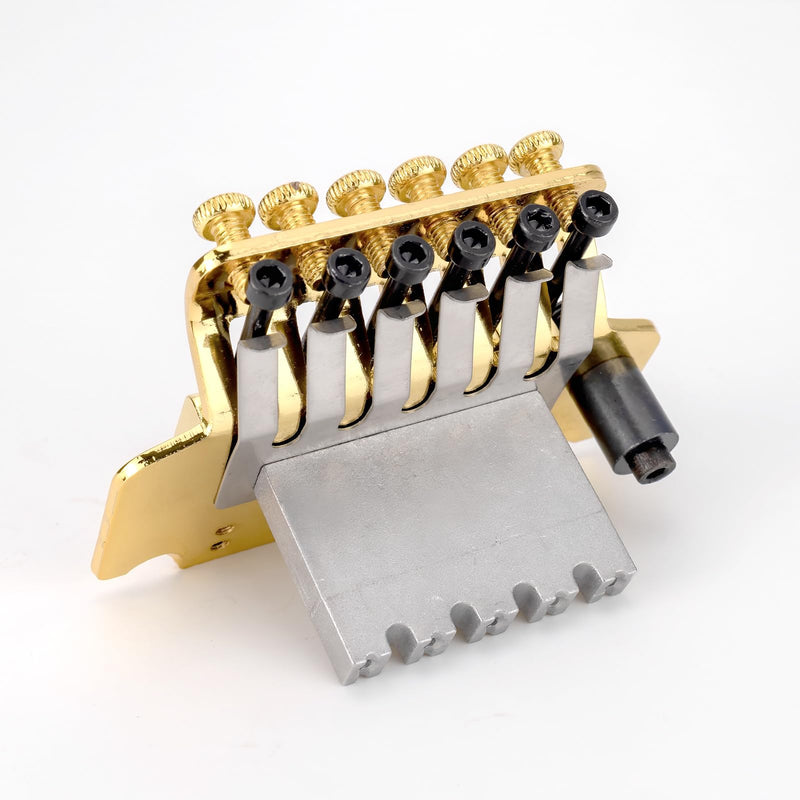 [AUSTRALIA] - Swhmc Floyd Rose Type Locking Tremolo Bridge, Gold 2-Point Electric Guitar Bridge & Parts Set w/Bar for Strat, Replacement Guitar Hardware 