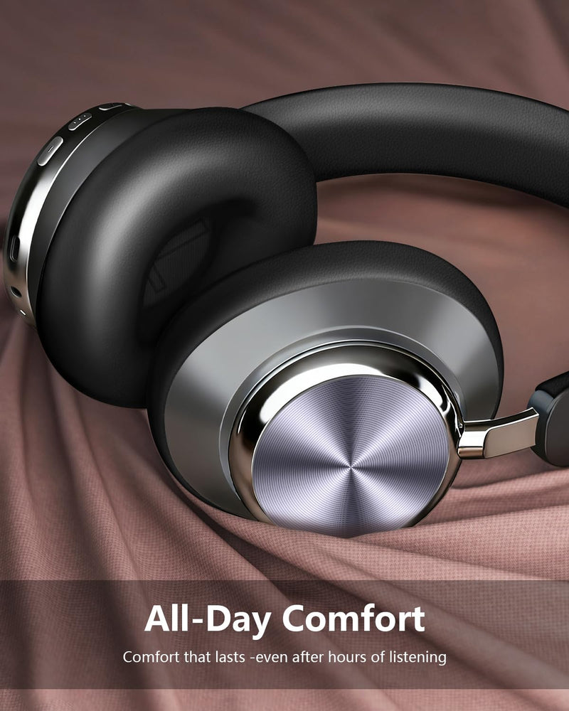 Wentronic Y03 Bluetooth Headphones Wireless Active Noise Cancelling Over Ear Headphones 48 Hours Playtime High Sound Quality 6 EQ Music Mode Headphones with Soft Ear Cushion - Grey