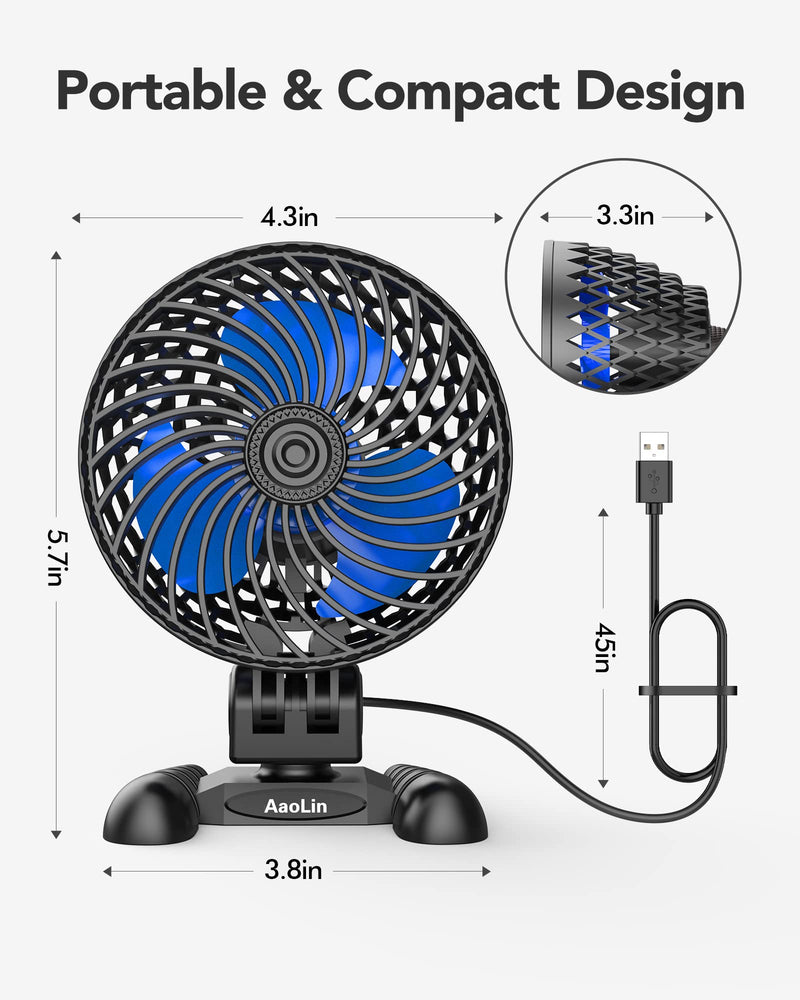 USB Desktop Small Fan, Stepless Speed Adjustment with Multiple Speed Levels, Portable Plug-in Personal Mini Fan,Quiet Powerful Airflow,Suitable for Office Home Dormitory Bedroom, 4.9 Feet Long Cable Black