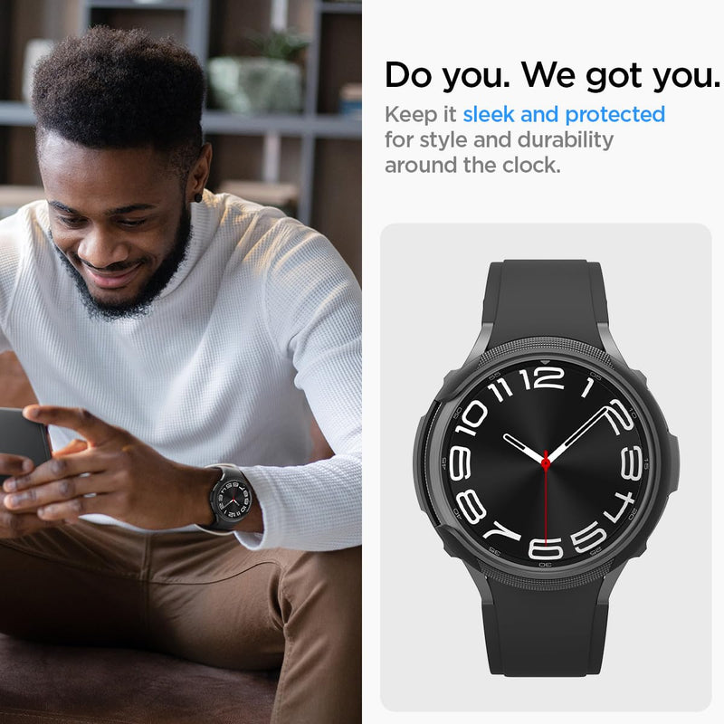Spigen Liquid Air and Rugged Band Designed for Samsung Galaxy Watch 6 Classic 47mm - Black