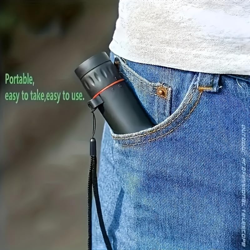 10X25 High Magnification Monocular Telescope - Durable Rubber Lightweight Design, Fixed Focus, Ergonomic Grip - Suitable for Hiking, Camping, Birdwatching, Hunting, Fishing (Black)