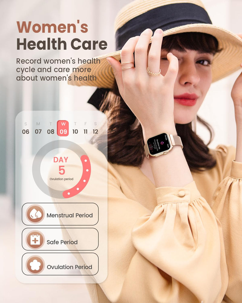 Smart Watch for Women for iPhone Android:1.85" Smartwatch Fitness Tracker | Make/Answer Call Sleep Heart Rate SpO2 Blood Pressure Monitor IP68 Waterproof 120+Sport Mode 1000mAh Battery 2Bands Pinksand 1.85