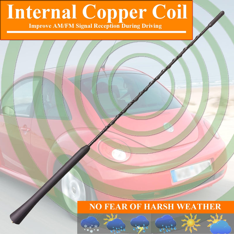 [AUSTRALIA] - 16 Inch Flexible Rubber Antenna Replacement for Volkswagen Tiguan (2009-2011), New Beetle (1999-2010), Jetta (2000-2010), Black 