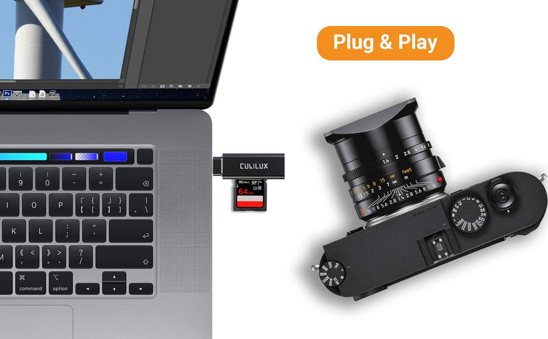 Cubilux USB Type C SD/TF Card Reader with LED Indicator, Thunderbolt 4/3 Memory Card Adapter Compatible with MacBook iPad Pro/Air 4/Mini 6 Samsung S22/S21/S20 Note 20/10 Tab S8/S7/S6 Pixel 6 Pro 5 4 3 Black