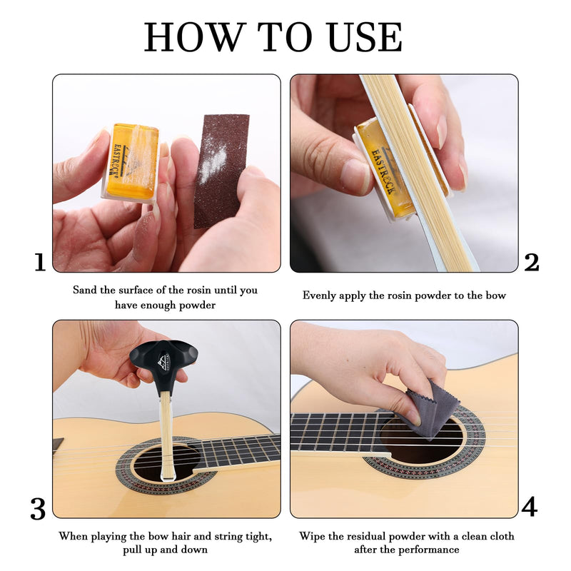 EASTROCK Guitar Bow, 2-in-1 Real Horsehair Guitar Bow for Acoustic, Create Violin & Cello-Like Sounds, Christmas Birthday Gift for Guitar Player and Music Lover, Short Black