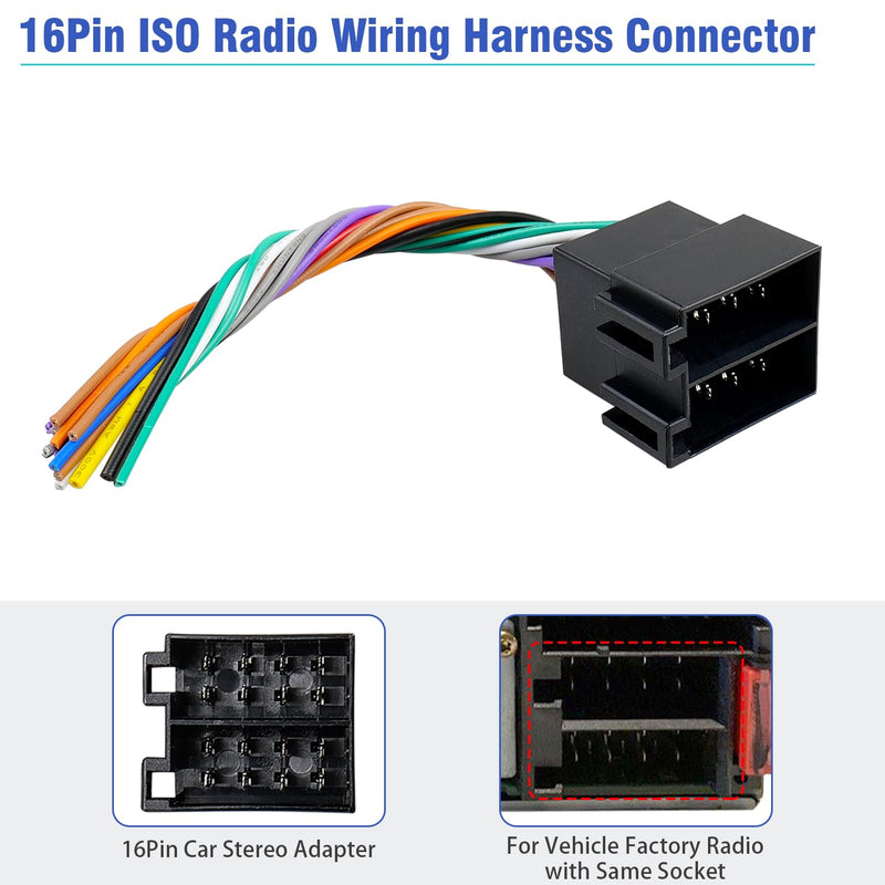 [AUSTRALIA] - Radio Wiring Harness 16Pin Compatible with Volkswagen Beetle Golf Passat Jetta Mercedes-Benz Sprinter, Car Stereo Wiring Harness Fit for Audi A4 A6 A8 Adapter 