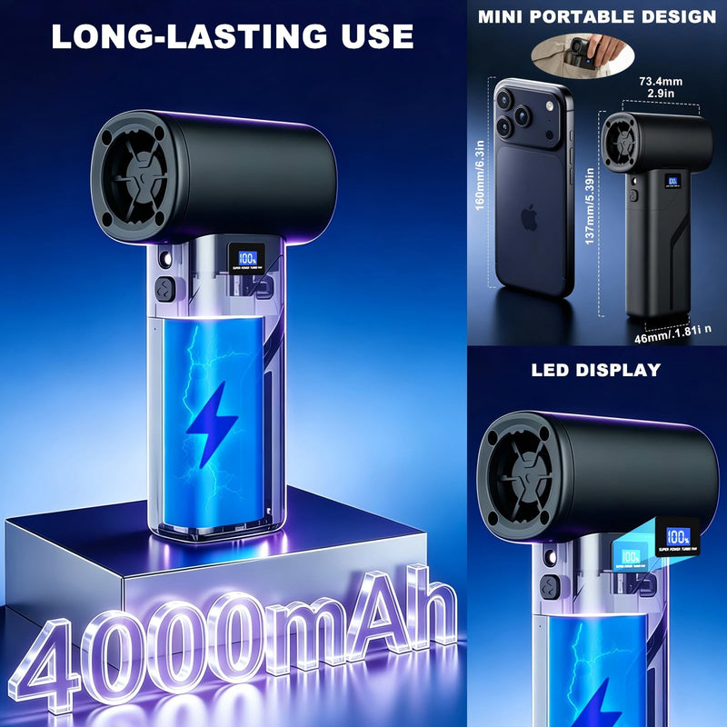 2-in-1 Vacuum and Blower, 110,000 RPM Compressed Air Duster, 160g Powerful Jet Dry Blower, Smart LED Display & Magnetic Nozzles, Cordless Air Duster for PC Cleaning Kit, Keyboard, Car Detailing