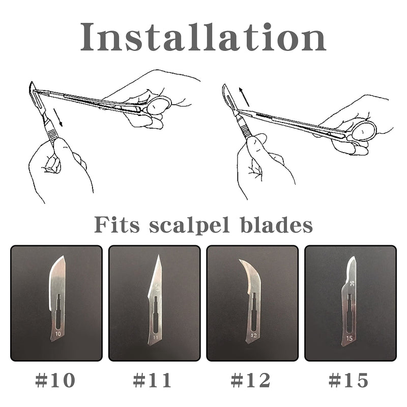 Pack of 2 Scalpel Holder No.3 Suitable for Blades No. 10, 11, 12, 15, Rust Resistant Stainless Steel, Lightweight and Durable, Ideal for Surgical Students, Educational Purposes, DIY Repair Equipment
