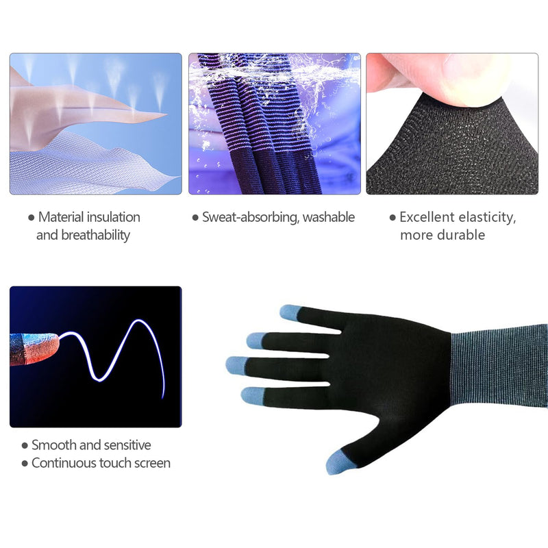[AUSTRALIA] - Finger Gloves for Gaming,E-Sports Gaming Gloves thumb sleeves for Highly Sensitive Nano-Silver Fiber Material Black Blue 