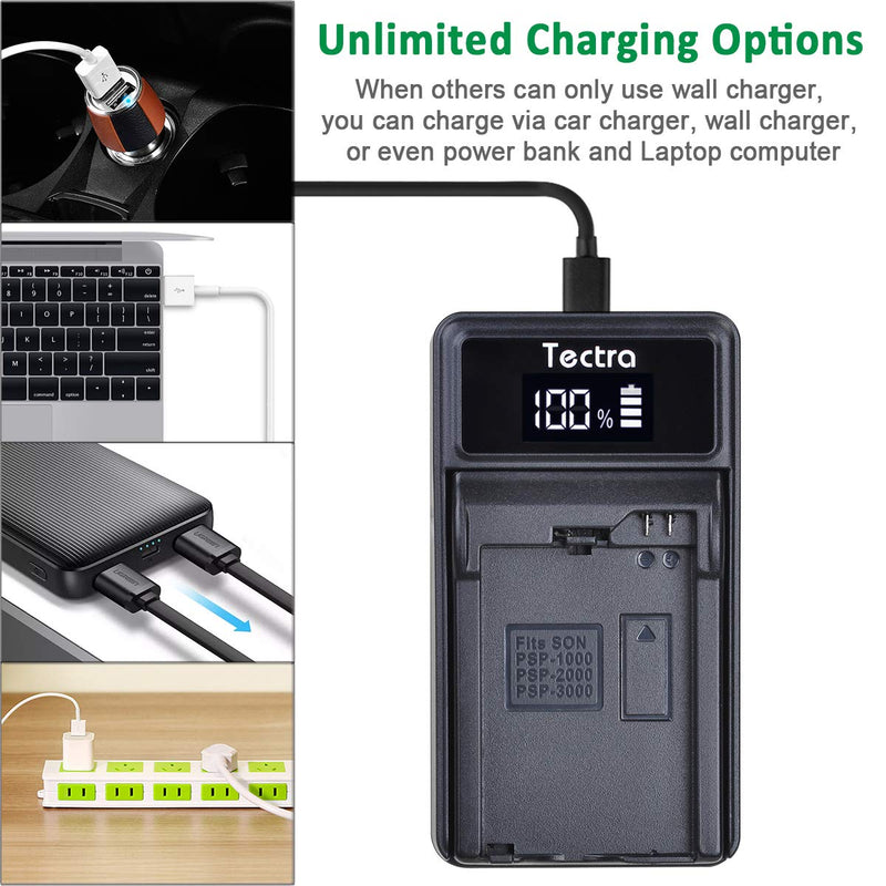 2400mAH Battery + LED USB Charger for Sony PSP 3000 / PSP Slim 2000 PSP-S110 Console, PSP-2001, PSP-3000, PSP-3001, PSP-3002, PSP-3004 1 battery + charger