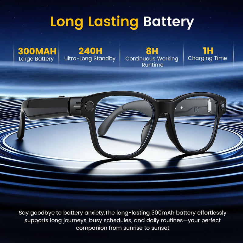 AI Smart Glasses with Camera, 8MP HD Camera Glasses for Men,Women, AI Recording Glasses with Voice Assistant, Stabilization Video Recording Glasse, Real-time Translation, for Vlogging & Photography