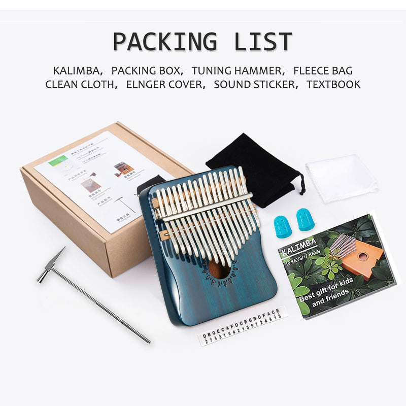 [AUSTRALIA] - Kalimba Thumb Piano 17 Keys, Portable Mbira Finger Piano Gifts for Kids and Adults Beginners (blue) blue 