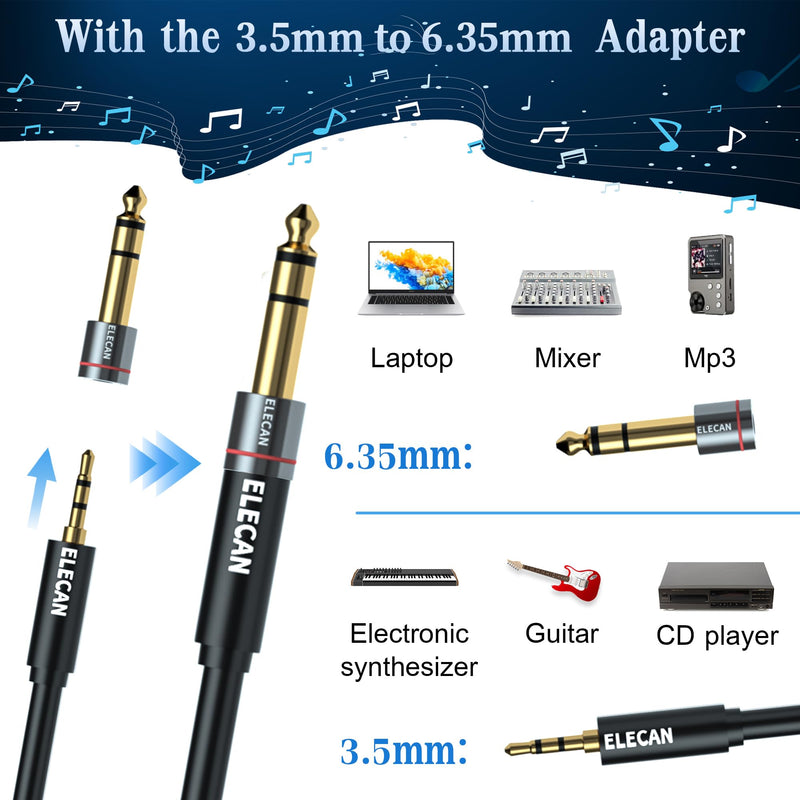 3.5mm (1/8 Inch) TRS to XLR Cable 15 Ft Male to Male-Balanced Shielded 3 Pin XLR to 1/8 Quarter inch Cord, Profesional/HiFi Stereo Guitar Cable with 3.5 mm to 6.35 mm Aadpter+Ties 3.5 mm to XLR cable 15FT