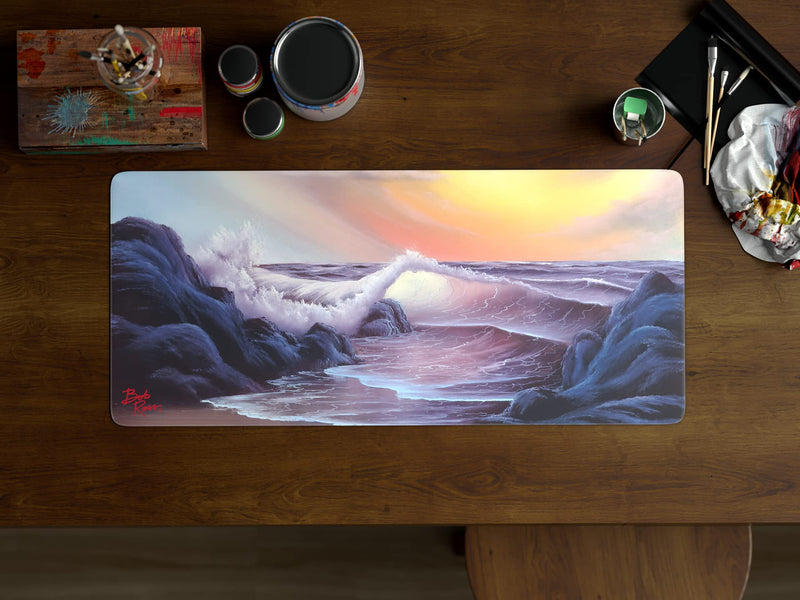Bob Ross TV Series Scenic XXL Extended Gaming Mouse Pad for Computer, Office, Keyboard and Laptop, Large Desk Mat, Large Mouse Pad 35.4"x 15.7" x 0.12" - Stormy Seas - S17 E04
