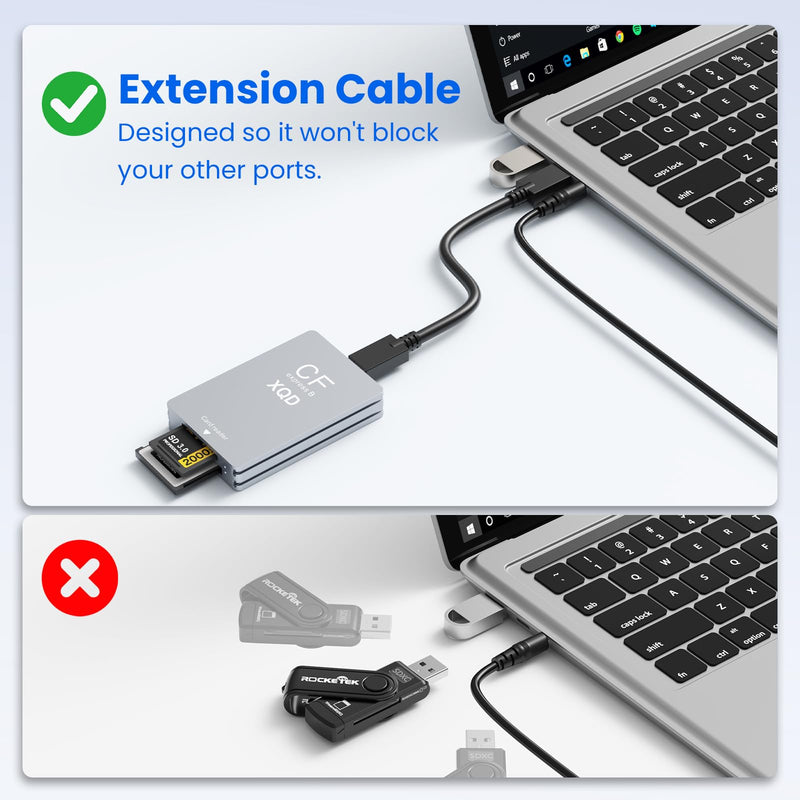 CFexpress Type B/XQD/SD Card Reader — 10Gbps CFexpress Type B Reader with USB 3.2 Gen2 Ultra Transfer Speed, USB-C&USB-A Cables,CFexpress Adapter Memory Card Reader for Windows/Mac/Android/Linux Small