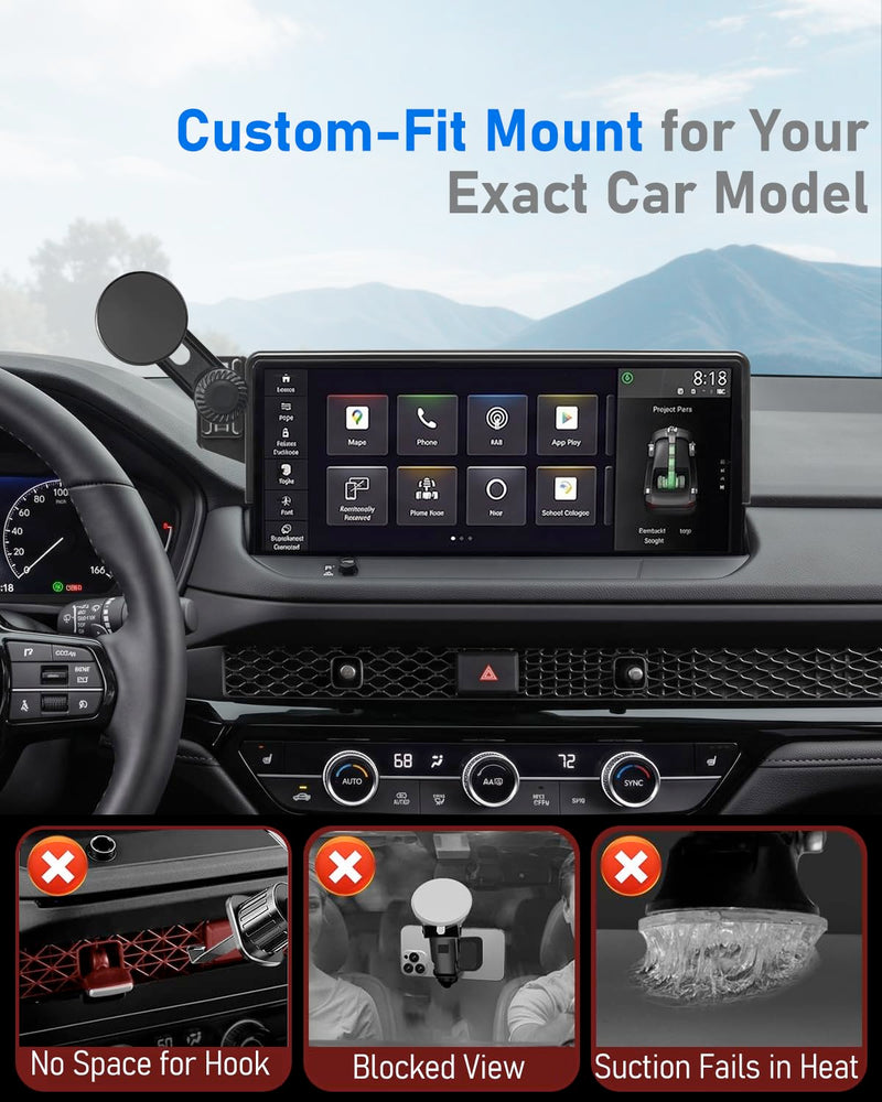 Magnetic Phone Holder for Honda Accord 11th Gen 2023-2026, Fit 12.3 Inch Center Screen, Customized Phone Mount With Strong Magnets, OEM-Style, No View Obstruction Compatible with All Smartphones for 2023-2026 Honda Accord Upgraded Magnetic