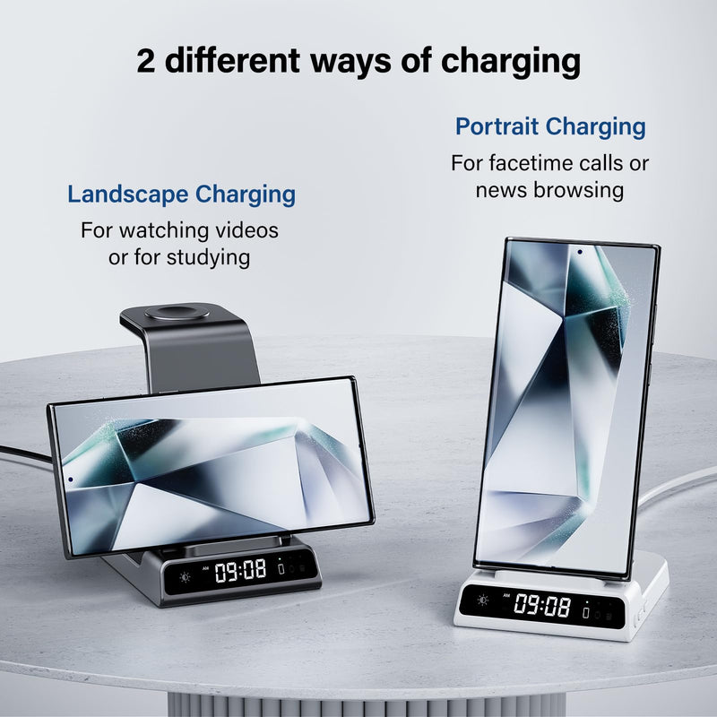 Wireless Charger for Samsung, 3 in 1 Wireless Charging Station for Samsung Galaxy S24 Ultra/S23 Ultra/S22/S21/Note 20/Z Flip 5/Fold 5, Charger for Samsung Galaxy Watch 6/5/4, Galaxy Buds 2/Pro/+ Black