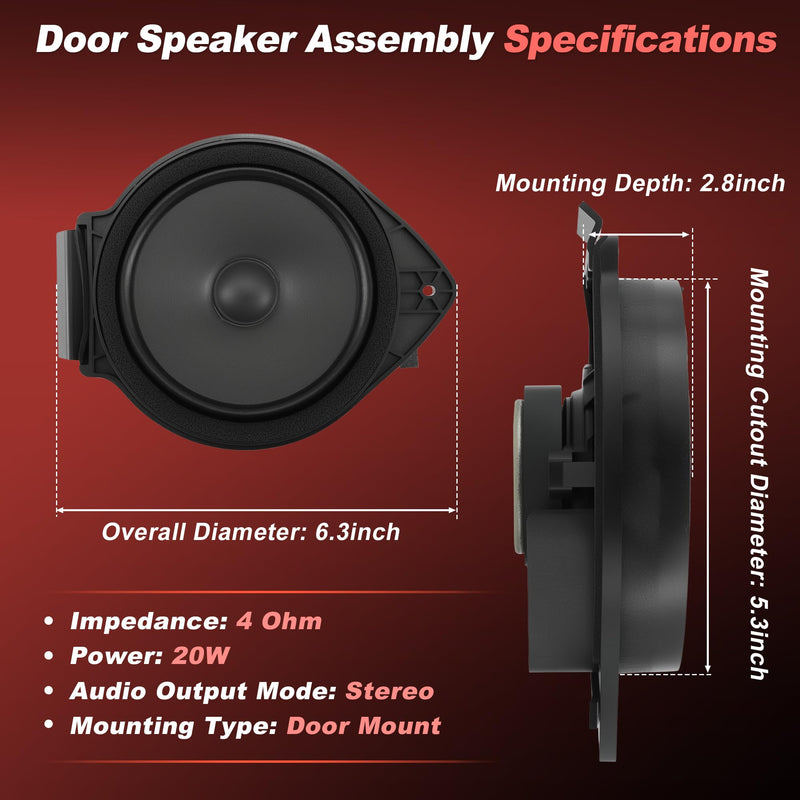 Motoforti 25852236 Front Door Speaker Assembly for Chevrolet Silverado Suburban for GMC for Sierra 1500 2500HD 3500 Yukon Car Audio Loudspeaker Front Left Right Door Radio Coaxial Speakers