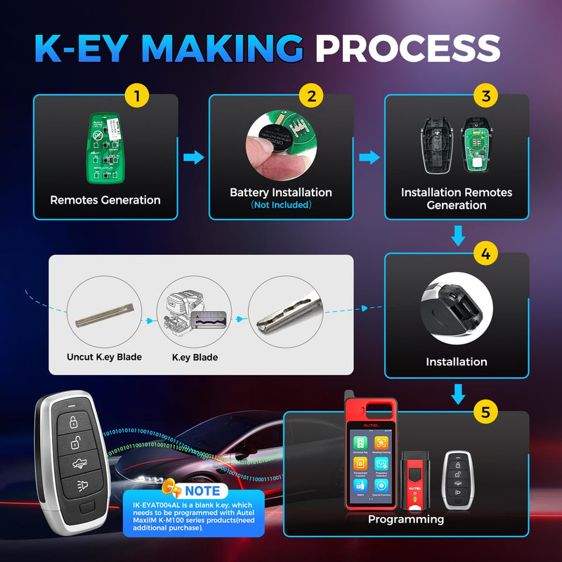 2026 Autel MaxiIM IKEYAT004AL Pr0 g-r*ab-le Blank Key for 700+ Vehicle | 360° 130FT Remote, 4 Buttons Universal Fob Replacement, Air Suspension, Work with Autel KM100, IM508S, IM608 PRO II 4.5in