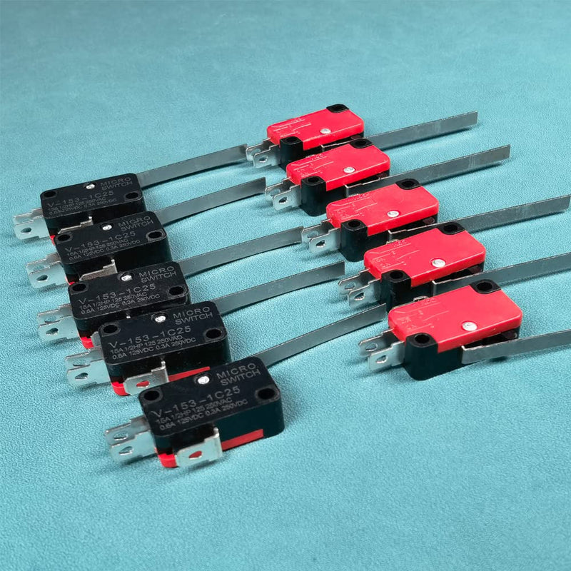 GUUZI 10pcs V-153-1C25 Momentary Micro Limit Switch Long Straight Hinge Lever Arm SPDT Snap Switch for Arduino