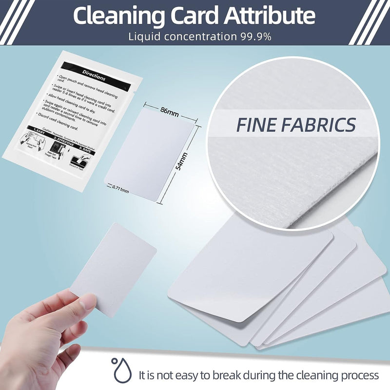 Card Reader Cleaning Cards - BIHYM Dual Side Credit Card Reader Cleaner, CR80 Card Reader Cleaner POS Swipe Terminal Cleaning Cards (50PCS)