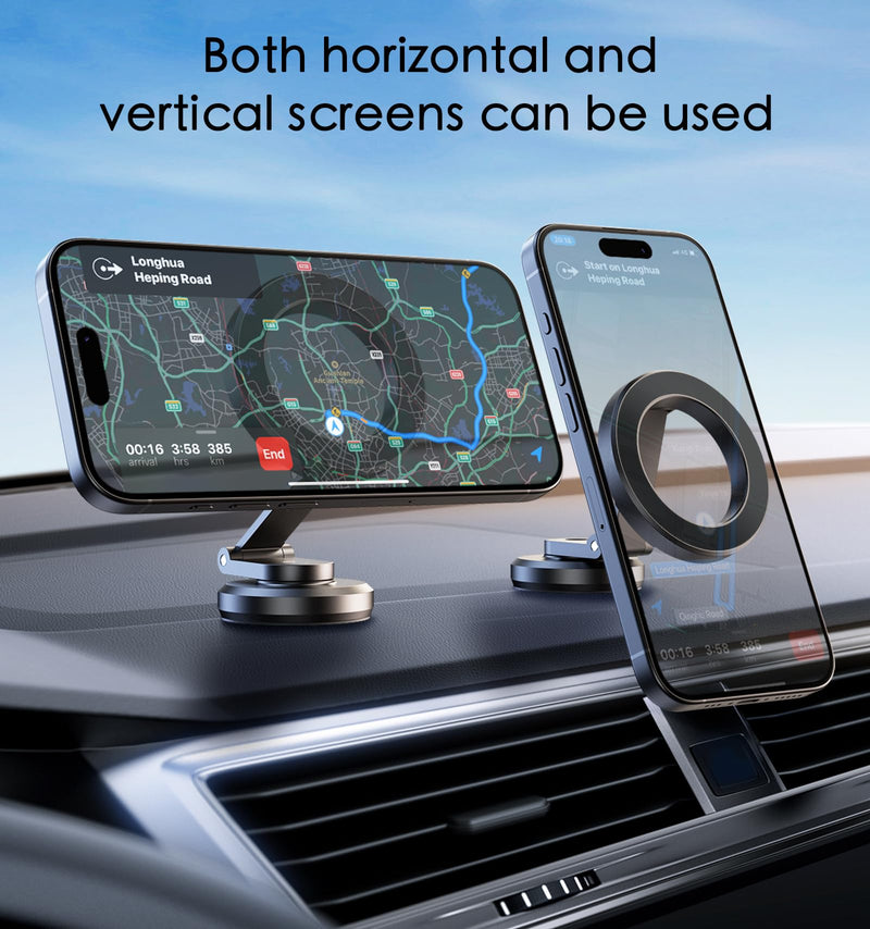 JUHOO Phone Holder for Car Magnetic Rotatable and Retractable, Fits iPhone 15, 14, 13, 12, Pro, Mini, MagSafe Case Dark