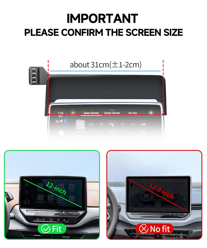 Qi2.2 25W Wireless Charger Car Phone Mount for Volkswagen ID.4 2021-2024 | VW ID4 2021-2024,12" Screen, Magsafe Accessories Fast Charging Magnetic Cell Phone Holder Clip Compatible with iPhone Android