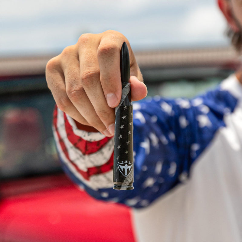 Alpha Defense Round Style Antenna 50 Cal Round Shaped Aluminum Rust Resistant 5.5" Jeep Wrangler + Most Trucks Radio Antenna + Face Shield Alpha Defense Set of 2 (Blackout Digi Camo) Blackout Digi Camo