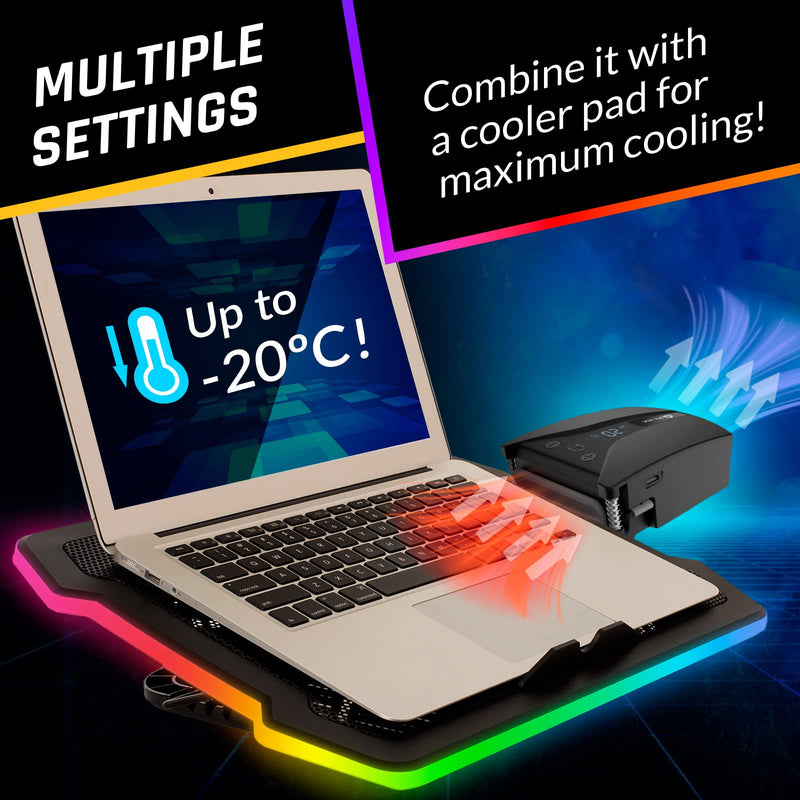 KLIM Tempest Laptop Cooler with Vacuum Fan - New 2024 - Gaming Laptop Fan with Display - Temperature Detection + Automatic/Manual Mode - 4000 RPM - Portable - Compatible with Laptop Cooling Pads