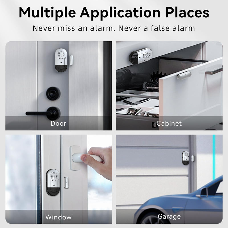 Sanjie Door Window Alarms - 5 Pack,125dB,Volume Control,Window Door Open Alarm Sensors for Kids Safety/Dementia/Pool,Wireless Sensors Keep Your Home Security,Easy to Install,Long Battery Life silver