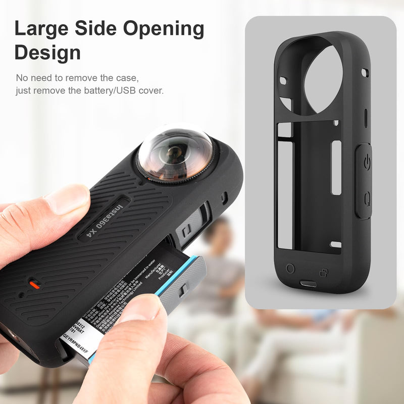 FitStill Protection Accessories Kit Only for Insta 360 X4 Optical Tempered Glass Screen Protector(2 PCS)+Rubber Lens Cap+Silicone Rubber Protective Case+Silicone Support Base Mount Insta 360x4 Accessory