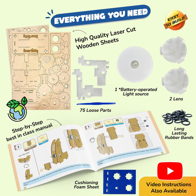 [AUSTRALIA] - Smartivity Microscope 100x Zoom STEM Toy for Kids Age 8 to 14 Years Old | Cool Birthday Gifts Ideas for Boys & Girls | DIY Science Toys for 8,9,10,11,12,13,14 Years I Wooden Engineering Game 100x Microscope 