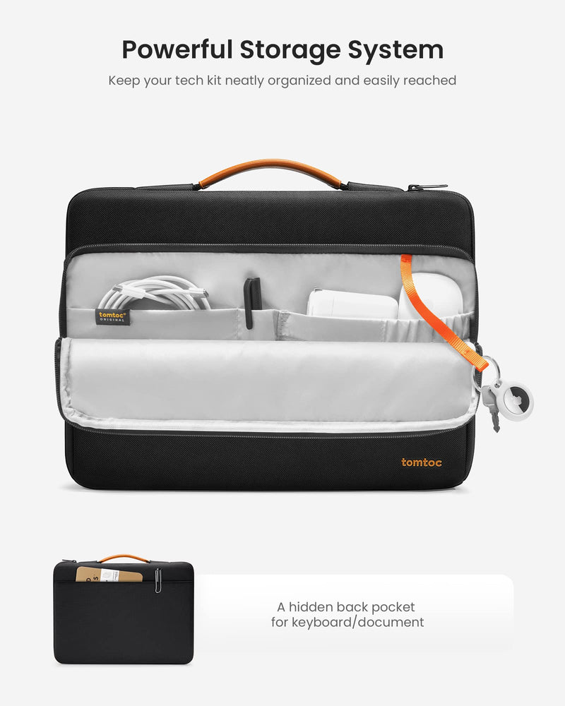 tomtoc 360 Protective Laptop Carrying Case for 14-inch MacBook Pro M3 A2992 A2918 M2/M1 Pro/Max A2779 A2442 2023-2021, 12.9-inch iPad Pro 3rd-6th Gen, Water-Resistant MacBook Accessory Bag Sleeve 14-inch for MacBook Pro Black
