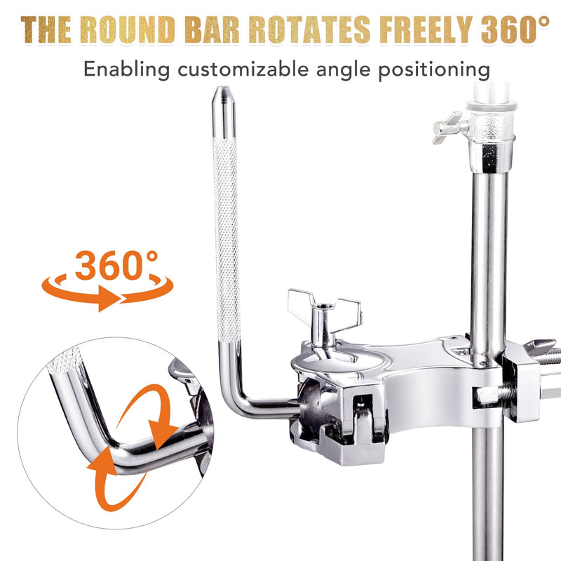 [AUSTRALIA] - L-Rod Cowbells Cymbal Clamp, Heavy-Duty Cowbell Mount Percussion Holder Extension Arm Clip, 360°Rotation Universal Mount for Cowbells, Jam Blocks & Handheld Percussion Instrument Accessories L-Rod Clamp 