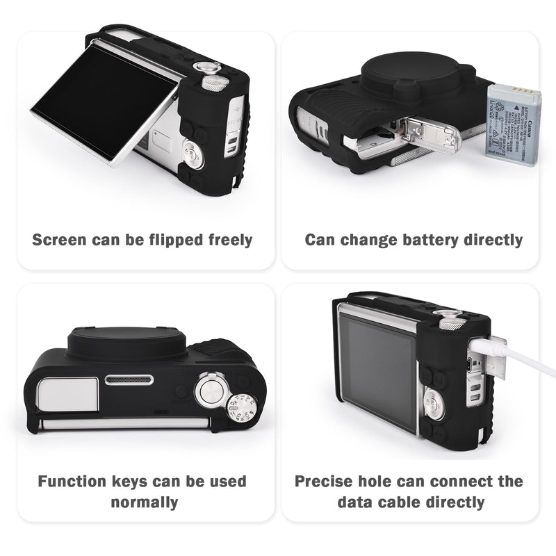 [AUSTRALIA] - MUZIRI KINOKOO SX730 SX740 Camera Case, Soft Silicone Case for Canon PowerShot SX740/SX730 HS Camera - Anti-Scratch Slim Fit Lightweight Protective Case - Black 